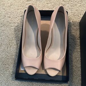 Cole Haan Harlow peep tow pump nude leather size 9.5